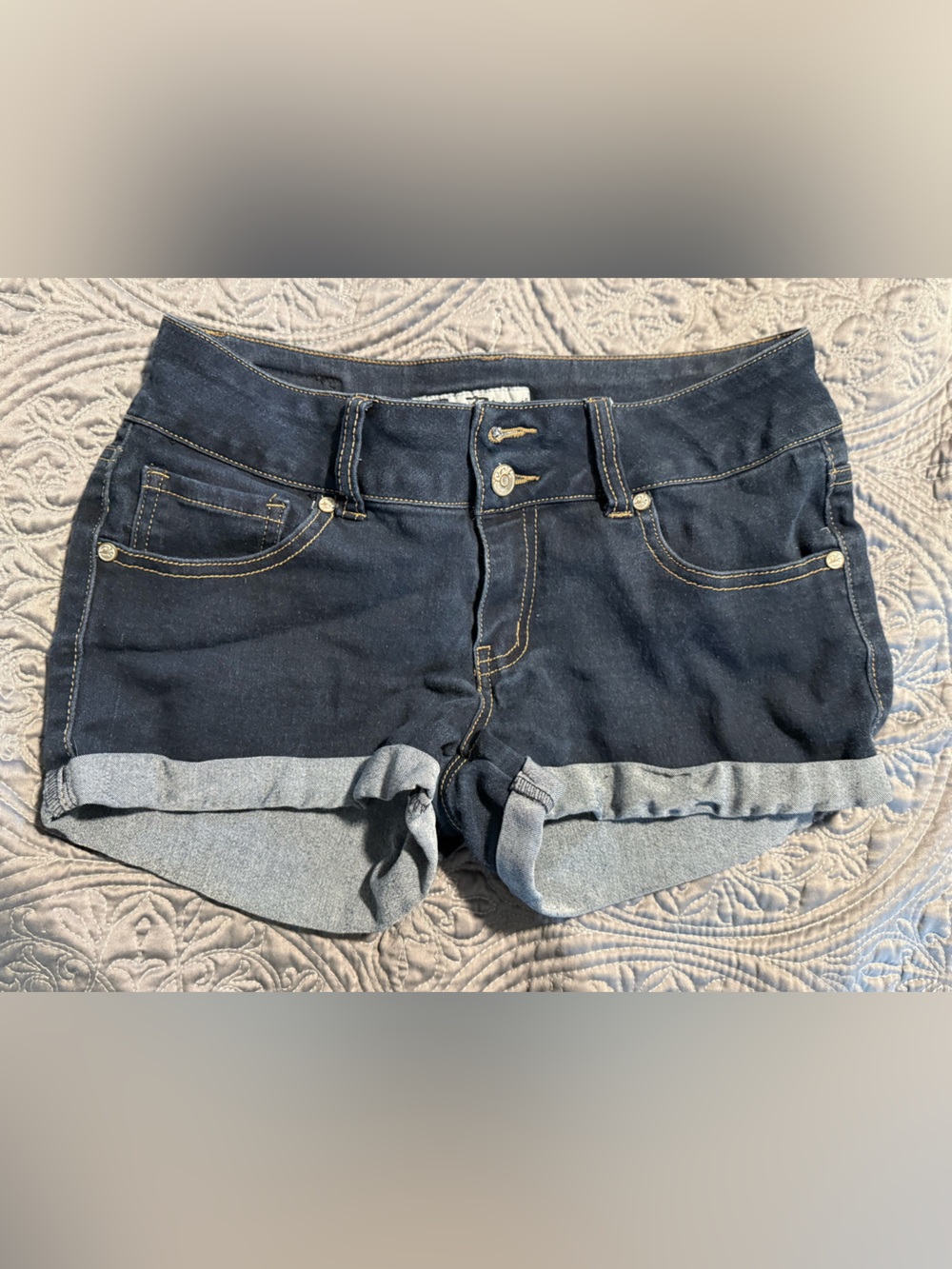 Dark Blue Denim Cuffed Women's Shorts Size 9